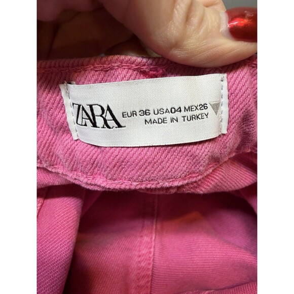 Zara High Rise Wide Leg Jeans Pink Sz 4 Barbie Preppy - Picture 7 of 7